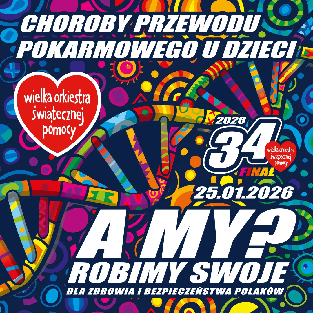 Zdjęcie przedstawia plakat WOŚP 34 edycji