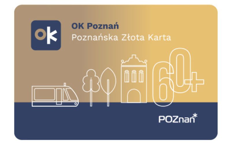 Zdjęcie przedstawia jak wygląda złota karta Ok poznań dla seniorów